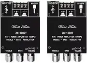 2PCS ZK-1002T 5.0 Amplifier Board 2.0 200W HiFi Subwoofer Audio AMP with Treble and Bass Control BT and AUX Inputs DC 9-24V 2.0 Channel Stereo AMP Module for DIY Speakers