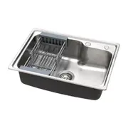 Kitchen Sink 61X43CM Stainless Steel Basin Single Bowl Silver Drain Basket