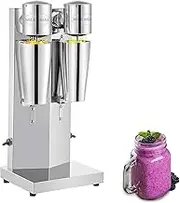 RODOVIA Double-Head Milkshake Machine, Electric Beverage Blender with Two Stainless Steel Cups, 2 Speed Adjustable Commercial Milkshake Machine for Protein Shakes Ice Cream and Cocktails (Double Head)