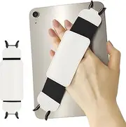 Leather Hand Strap Holder for 6.5-9.5 Inch Tablet/iPad, Finger Handle Grip for iPad Pro/iPad Air/Kindle Fire HD, High-Elasticity Versatile Hand Strap, White