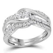 14k White Gold Round Diamond Bridal Wedding Ring Set 3/4 Ctw (Certified)