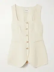 [Posse] Posse - Lucille Pinstriped Linen Vest - Beige - small small Neutrals