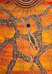 QPuzzles 260 Piece Jigsaw Puzzle - Indigenous Art - Brolga Dance