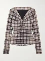 [Acne Studios] Acne Studios - Ruched Checked Stretch-jersey Top - Multi - small small Multi