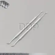 Set Of 2 Dental Spoon Excavator Restorative Cavity Carious Remover Curettes Lab