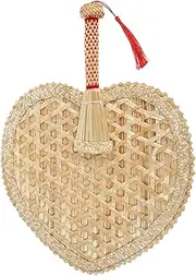Cabilock Weaving Handheld Fan Summer Woven Fan Hand Fans Portable Hand Fan Hand Woven Decoration Manual Fan Woven Summer Fans Wedding Summer Fans Fans Handheld Beige