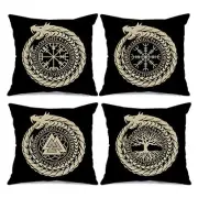Nordics Vikings Runes Throw Pillow Covers Tree of 1" x 1" (Pack of 4) Multi-02
