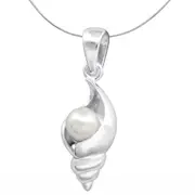 Silver Shell Based Pearl Pendant Necklace