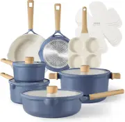 15Pcs Pots and Pans Set Non Stick, Kitchen Cookware Sets Nonstick, Blue, Cookwar