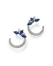 Bloomingdale's Fine Collection Blue Sapphire & Diamond Spiral Hoop Earrings in 14K White Gold
