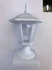 2-Pack WHITE Solar Hexagon Post Cap Lights with WHITE LEDS for 6X6 Fence Post