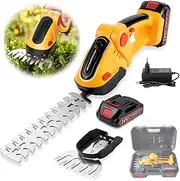 Cordless Hedge Trimmer, 2 In1 Handheld Shrub Trimmer & Grass Cutter, Electric Shrub Trimmer with Rechargeable Battery, Household Lawn Mower Garden with 2 Interchangeable Blades for Garden, Lawn