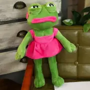 45cm Sad Frog Plush Toy Soft Stuffed Pillow Magic Expression Pepe Pink Birthday