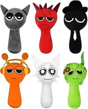 Sprunki Plush, NsIncredibox Sprunki Plushies Merch, sprunki Toys Plush, Realistic Cute Soft Stuffed Animal Doll Pillows Game Fans Boy Girl Kids（6Pcs）