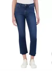 Visgoss Ladies's Mid Rise Bootcut Crop Jeans Raw Cut Hem Blue ; Size 26 NWT