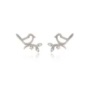Culturesse Austrian Cubic Zirconia Little Birdy Stud Earrings Sterling Silver