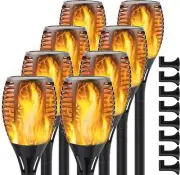 Upgraded Solar Flame Lights Outdoor, 3 Options Torch Lights, Black