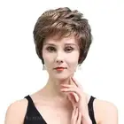 EMMOR Short Brown Human Hair Wigs for Women Blend Pixie Cut Wig With Bang,Nat...