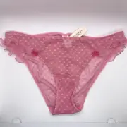 Vintage 2007 Victoria's Secret Angels Bikini Panty Pink Heart Mesh Semi-Sheer
