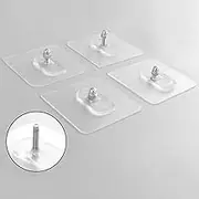 Self Adhesive Hanging Nails, 4 Pcs Punch-Free Wall-Mounted Screw Hook, Kitchen Roll Holder/Towel Rack Accessories