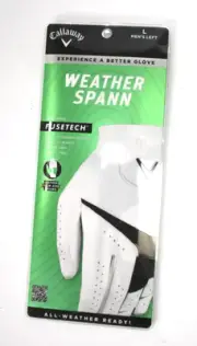 Callaway Weather Spann Golf Men's Glove Left Handed White/Black Leather