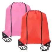 Drawstring Backpack Bags, 2 Pack Sports Cinch Sack Draw String Bag, Red, Pink