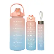 3-Piece Motivational Water Bottles Set with Time Markings