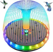 SZMP Solar Fountain, 4W Solar Powered Bird Bath Fountains with 4000 Battery, Color LED Lights, Outdoor Water Feature Fountain Pump with 7 Nozzle and 4 Fixers for Garden, Patio, Pond, and Pool