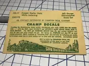 HO Champ Decals HO Scale HD-17 Freight Reefer White Data Lettering Set NIP