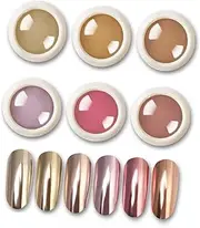 Baluue Nail Art Tool Kit 6pcs Solid Plating Nail Powders No Particle Feeling for DIY or Professional Manicure