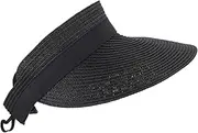 [DEARMAMY] Summer Hat Sun Cap Women Straw Wide Brim Hat Sun Protection Fashion Black