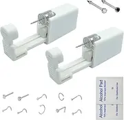 [GCHSSS] 2 Pack Nose Piercing Kit, Disposable Safe Sterile Piercing Unit For Self Nose Piercing Gun, Nose Stud Tool with Free 10 Nose Rings (White+Black)