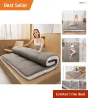 Comfortable Folding Futon Mattress - Gray Tatami Sleep Pad with Pressure Relief