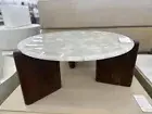 36" Handcrafted White Quartz Console Bar Table Top Luxury Farmhouse Garden Decor