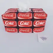 Tissue Box Cover Handmade Red Coke Cans Coca Cola Print Silver Circle Opening