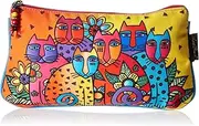 Zeckos Laurel Burch Cosmetic Bag Set, Feline Clan, 3-Pack, Linen, Multicolor