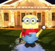 Gemmy 4.2' ~ MINION PHIL~ holding a Snowball Christmas AIRBLOWN INFLATABLE~ I-96