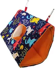 BUGUUYO Triangle Parrot Hammock Canvas Bird Nest for Pets Comfortable Hanging Bed with Orange Inner for Parrots Canaries and More Durable and Safe Bird Supplies