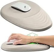 Hokafenle Ergonomic Mouse Pad Wrist Support, Terraced Slope Carpal Tunnel Wrist Pad for Mouse with Unibody Memory Foam, Wrist Rest Pain Relief Mousepad (Beige, 11.8x7.9 in)