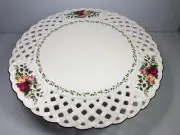ROYAL ALBERT Old Country Roses 12" Pierced Scalloped Pedestal CAKE PLATE