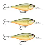 3x Rapala 7.5cm Shad Rap Elite (Floating) Fishing Lures - Gilded Scaled Roach