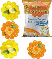 Bin Blossoms: 4-Pack Citrus Fresh Peel & Stick Air Freshener, Trash Can Odor/Smell Neutralizer, Diaper Pail Odor Control, Garbage Bin & Trash Deodorizer, Stick On Air Freshener for Trash Lid or Base