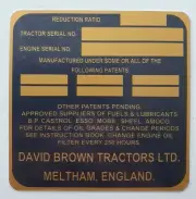 DAVID BROWN SELECTAMATIC TRACTOR ID SERIAL NO PLATE