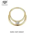Poppy round Diamond Daith 14k Gold Hoop Septum clicker for her