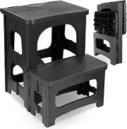 Folding 2 Step Stool Non Slip Portable Fold Stools Capacity of 300lbs