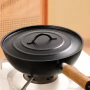 Wok Pan Wood Handle Pans General Cooking Pots Home Saute Pan Sautee Iron Wok