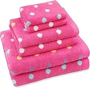 ORIGINAL KIDS 6 Piece Towel Set - Bath Time Sugar & Spice - 2 Towels, 2 Hand Towels, 2 Washcloths in Bonus Tote Bag - 100% Cotton Jacquard Soft Absorbent Pool Beach Towel Gift - Pink Multicolor