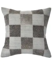 LR Home Check Faux Leather Hide Throw Pillow