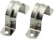 32mm/1.26" 16pcs Pipe Strap Clamp 304 Stainless Steel Pipe Clips U Shaped Pipe Straps Saddle ClipTwo Hole Tube Strap Tension Clips Hose Clamp