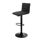 2x Bar Stools Gas Lift Linen Fabric Black Artiss